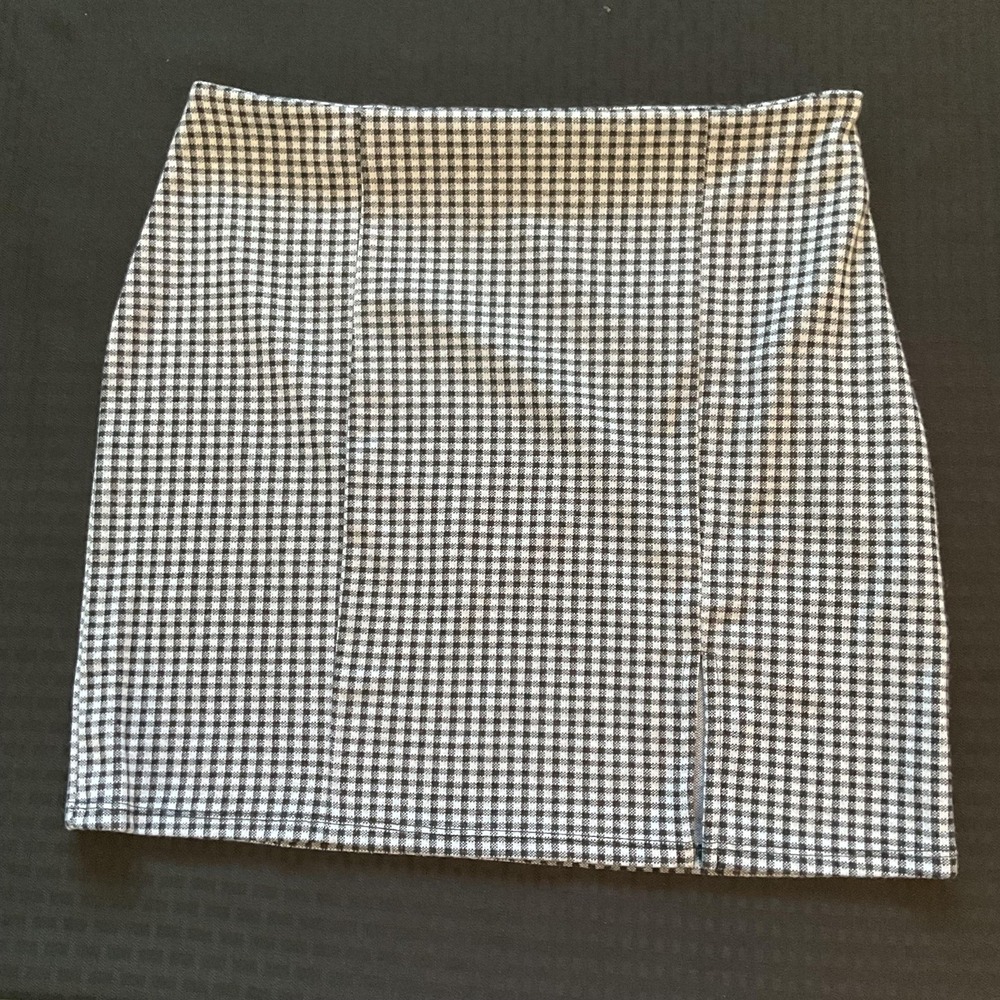 Forever 21 Skirt Womens Large Black White Houndstooth‎ Mini Bodycon Stretch